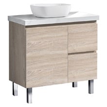 Vitrus 900mm Oak Freestanding Single Vanity with 50mm Stone Countertop & Basin